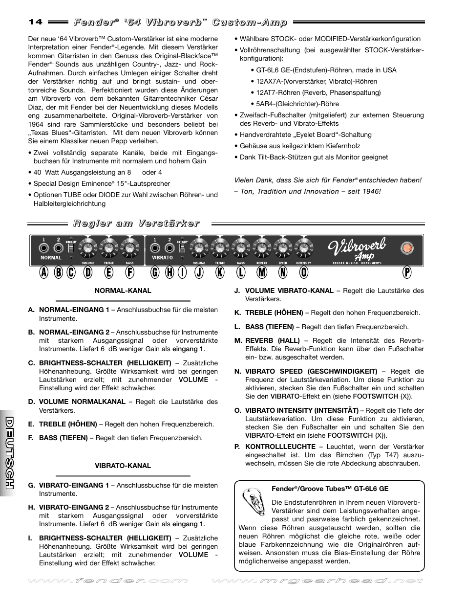 Fender 64 Vibroverb User Manual | Page 14 / 20