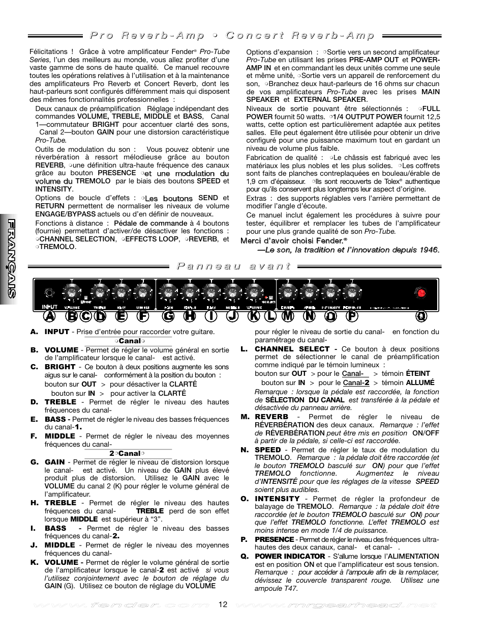 Fender Pro Reverb Amp User Manual | Page 12 / 28