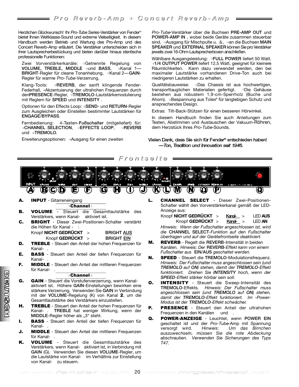 Fender Pro Reverb Amp User Manual | Page 20 / 28