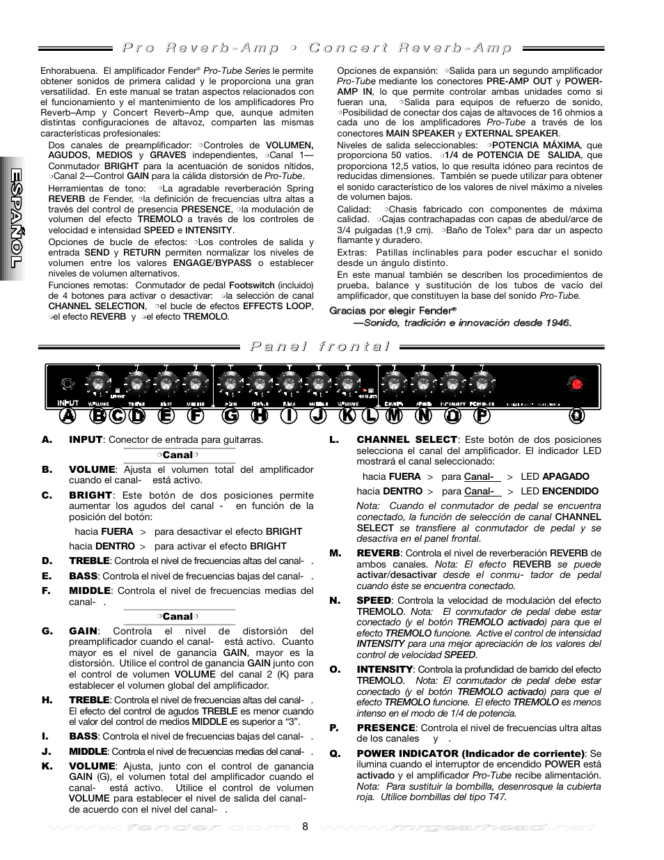Fender Pro Reverb Amp User Manual | Page 8 / 28