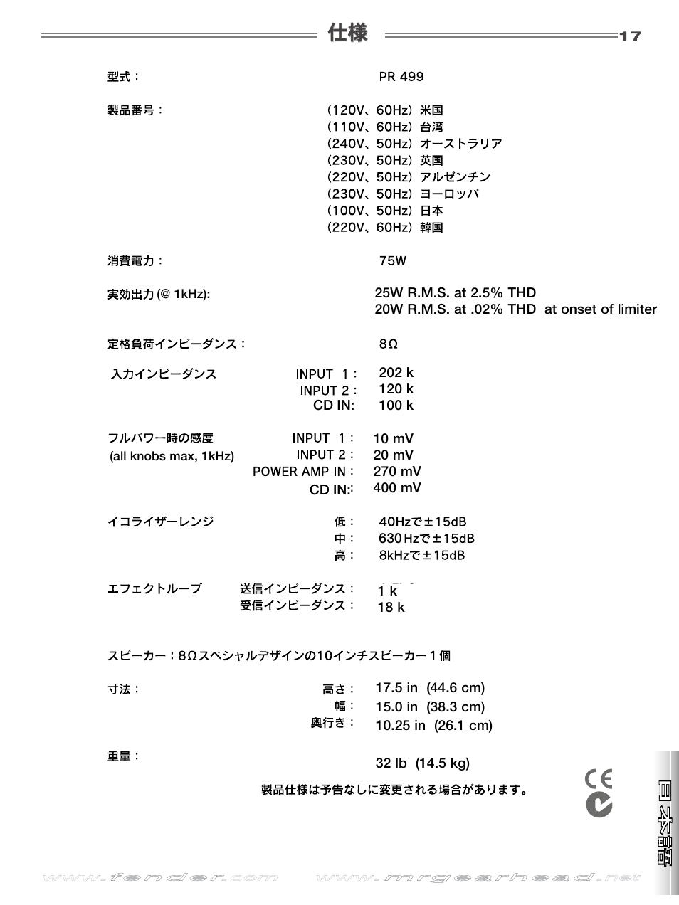 Fender Rumble 25 User Manual | Page 17 / 20