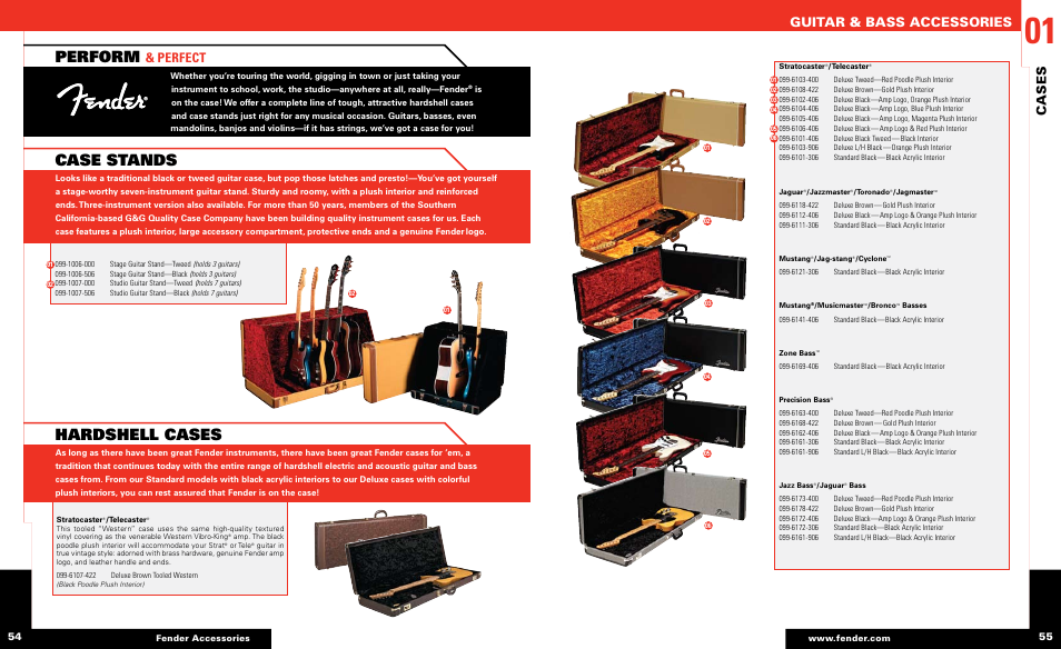 Case stands hardshell cases, Perform, Guitar & bass accessories | Cases, Perfect | Fender Guitar & Bass Accessories User Manual | Page 13 / 15