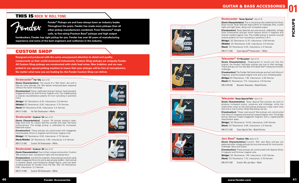Custom shop this is, Guitar & bass accessories, Pickups | Rock ‘n’ roll tone | Fender Guitar & Bass Accessories User Manual | Page 6 / 15