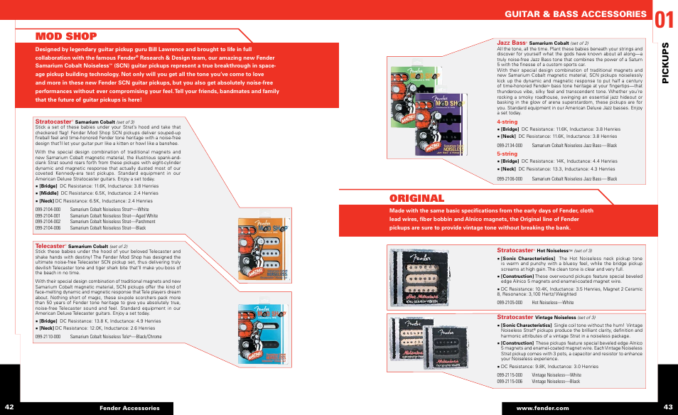 Original mod shop, Guitar & bass accessories, Pickups | Fender Guitar & Bass Accessories User Manual | Page 7 / 15