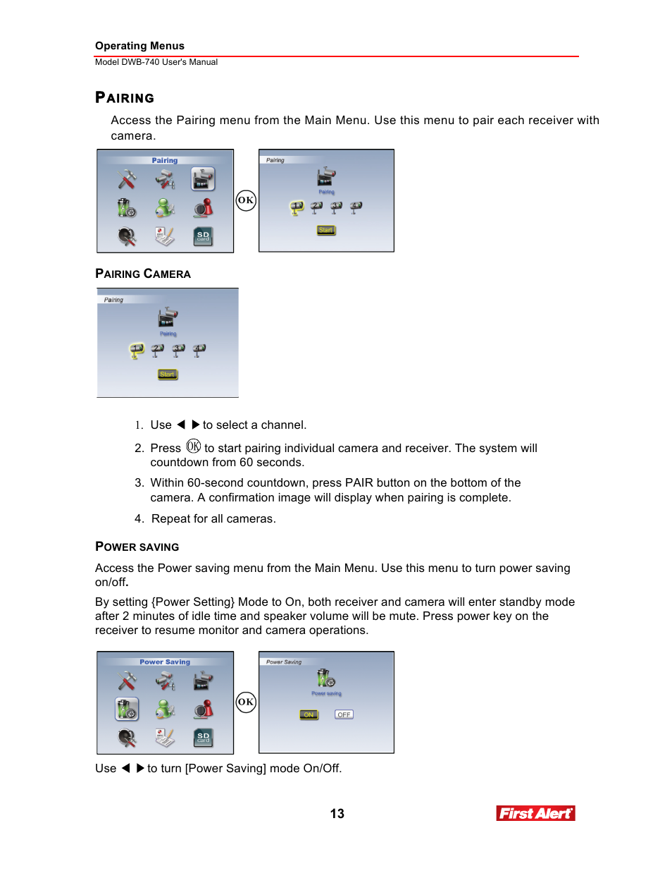 First Alert 2.5Color LCD Portable Wireless Family Monitor DWB-740 User Manual | Page 13 / 24