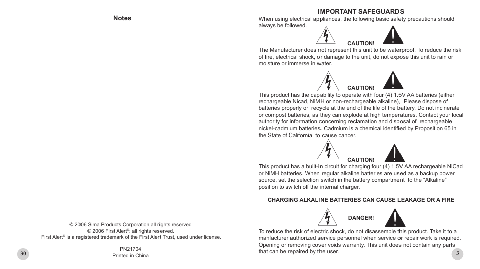 Important safeguards | First Alert WX-150 User Manual | Page 3 / 16