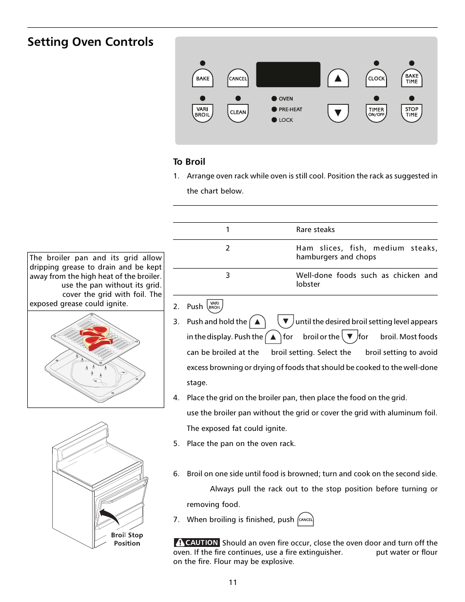 Setting oven controls | FRIGIDAIRE 316000642 User Manual | Page 11 / 20