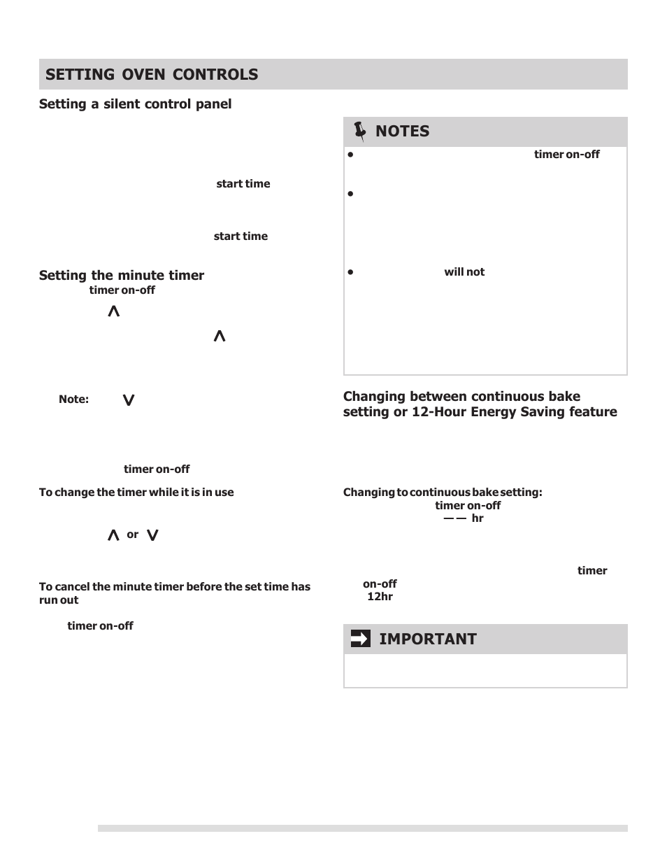 Setting oven controls, Important | FRIGIDAIRE 316901213 User Manual | Page 12 / 24