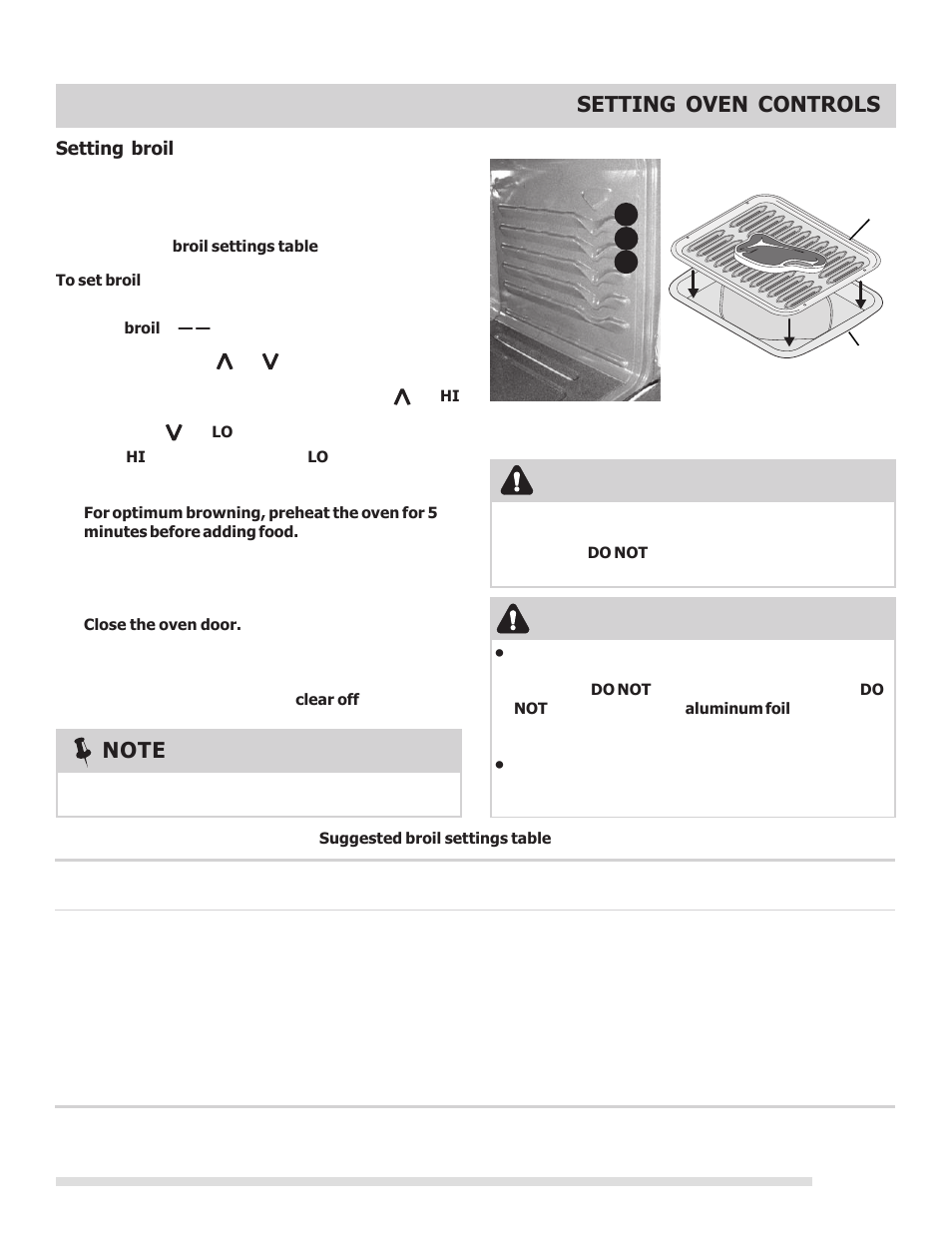 Setting oven controls, Warning caution | FRIGIDAIRE 316901213 User Manual | Page 15 / 24