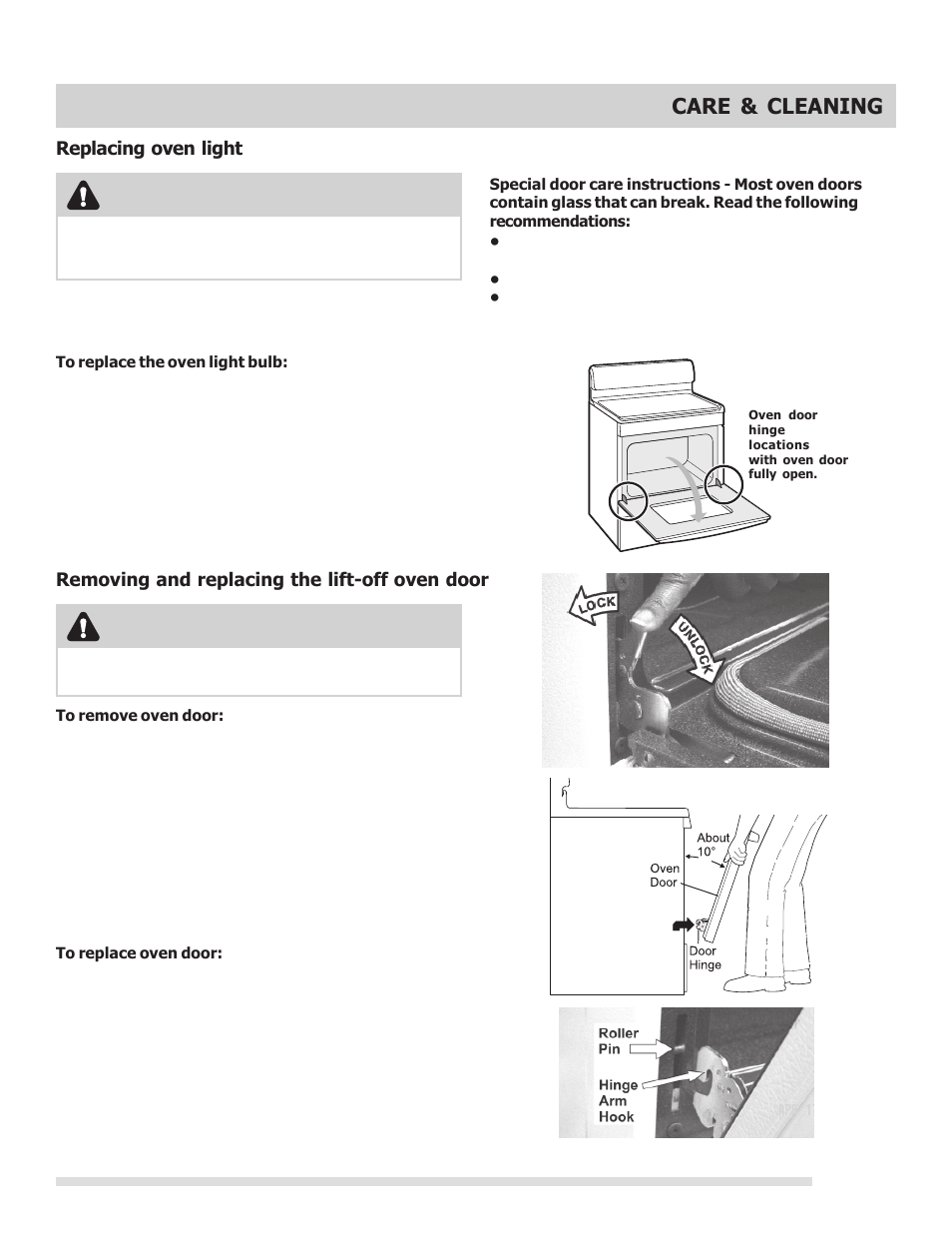Caution, Care & cleaning | FRIGIDAIRE 316901213 User Manual | Page 21 / 24