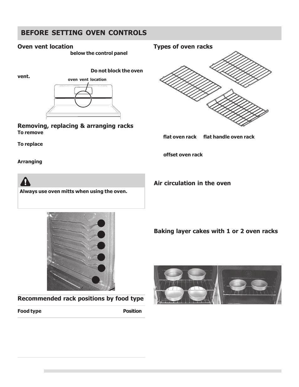 Before setting oven controls, Caution | FRIGIDAIRE 316901213 User Manual | Page 8 / 24