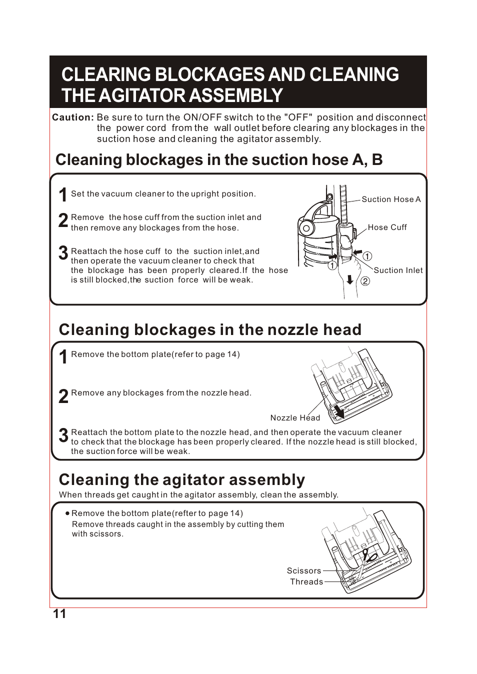 Т³гж 12, Cleaning blockages in the suction hose a, b | Fantom Vacuum FM741 User Manual | Page 12 / 18