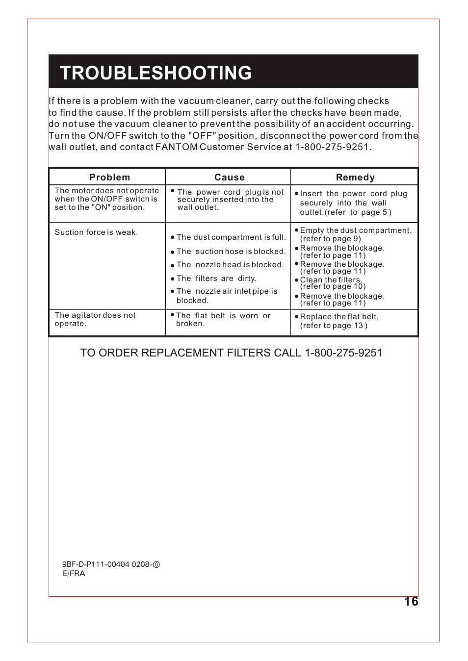 Т³гж 17, Troubleshooting | Fantom Vacuum FM741 User Manual | Page 17 / 18