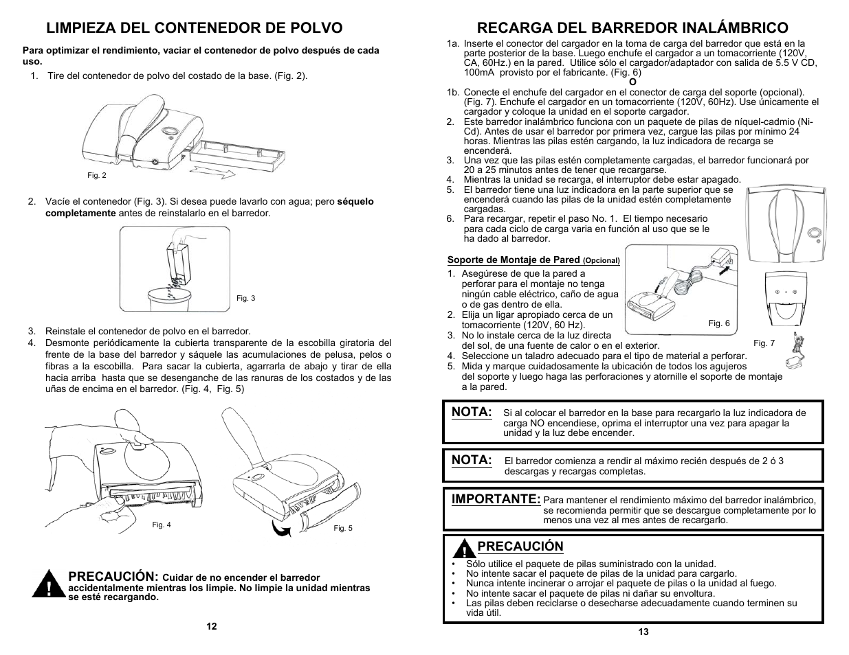 Precaución, Nota, Importante | Fantom Vacuum FM1705K User Manual | Page 14 / 14