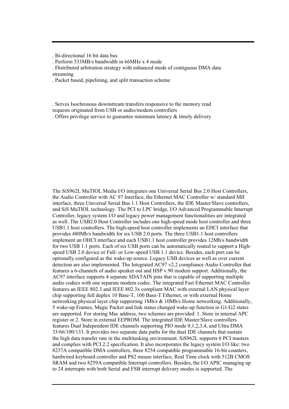 1 sis 962l mutiol media i/o features, Hardware functional overview | FIC M296 User Manual | Page 106 / 175