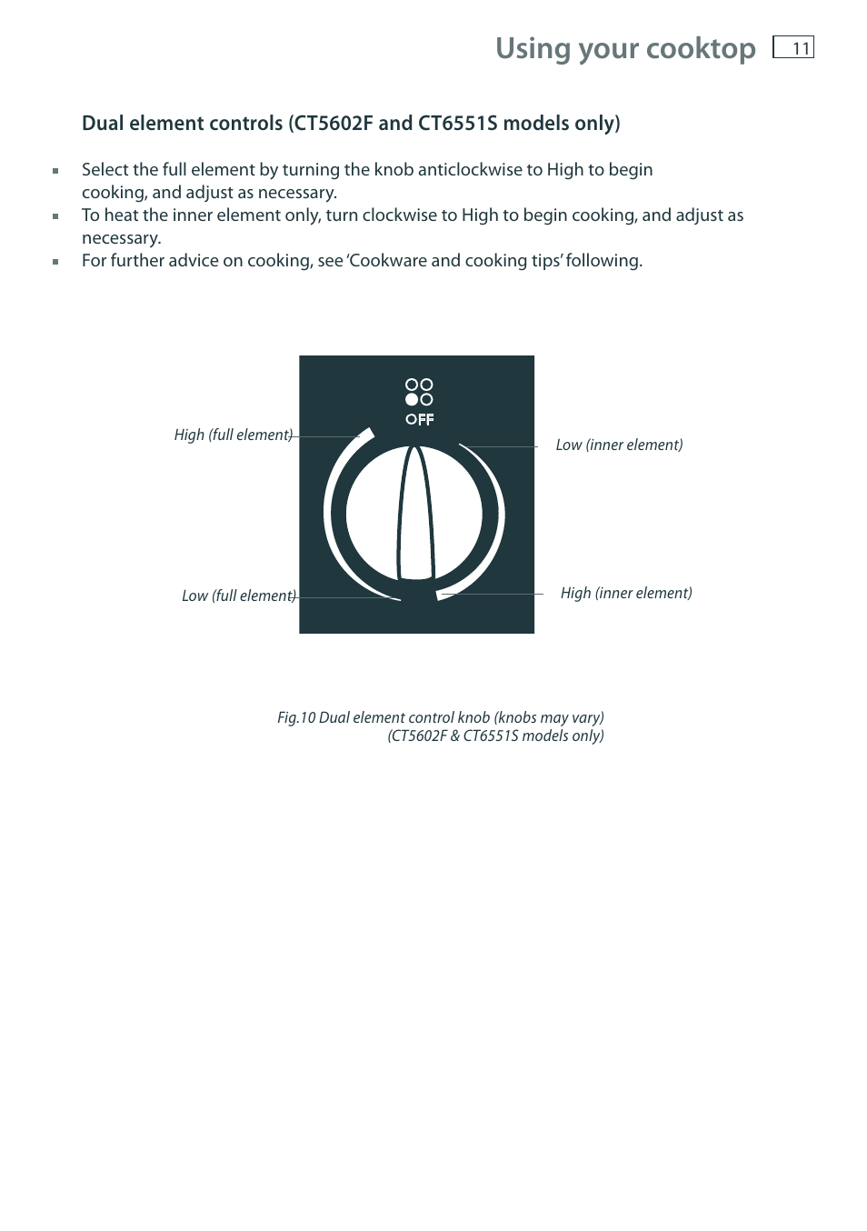 Using your cooktop | Fisher & Paykel CT6551S User Manual | Page 13 / 20