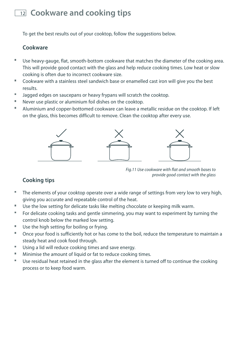 Cookware and cooking tips | Fisher & Paykel CT6551S User Manual | Page 14 / 20