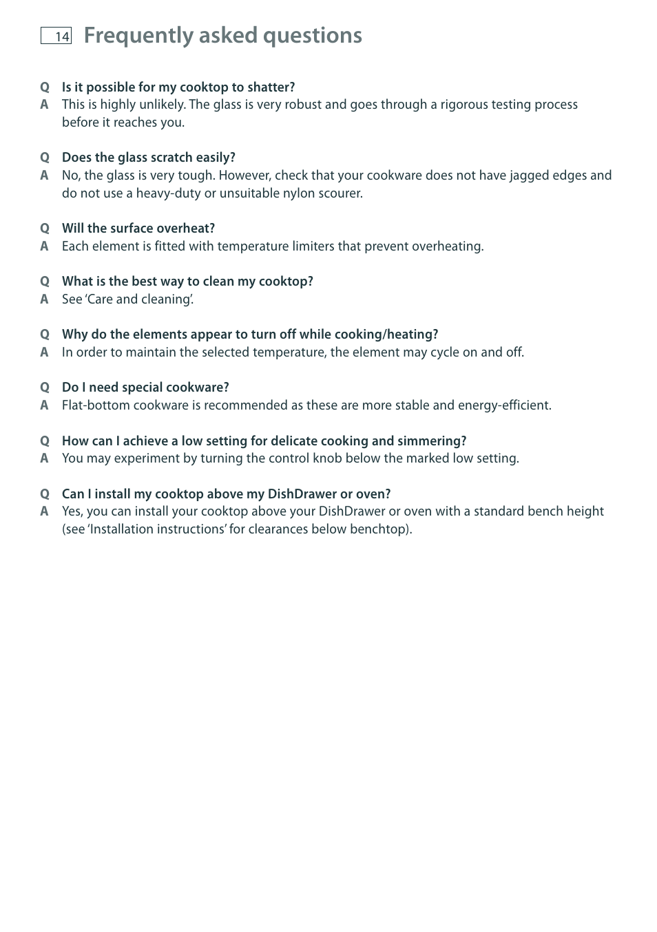Frequently asked questions | Fisher & Paykel CT6551S User Manual | Page 16 / 20