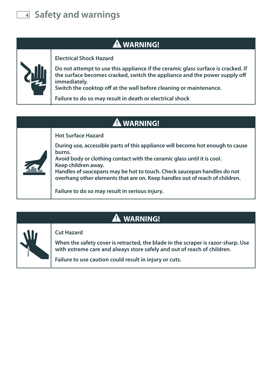 Safety and warnings, Warning | Fisher & Paykel CT6551S User Manual | Page 6 / 20