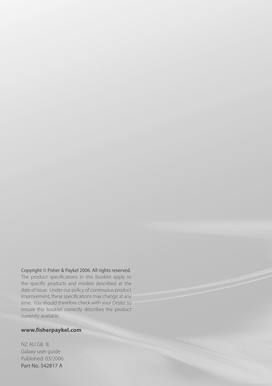 Fisher & Paykel DI1203 User Manual | Page 36 / 36
