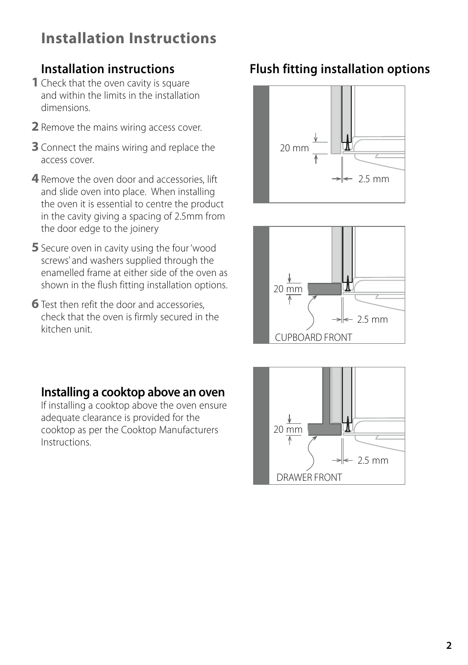 Installation instructions, Cb a | Fisher & Paykel NZ User Manual | Page 3 / 8