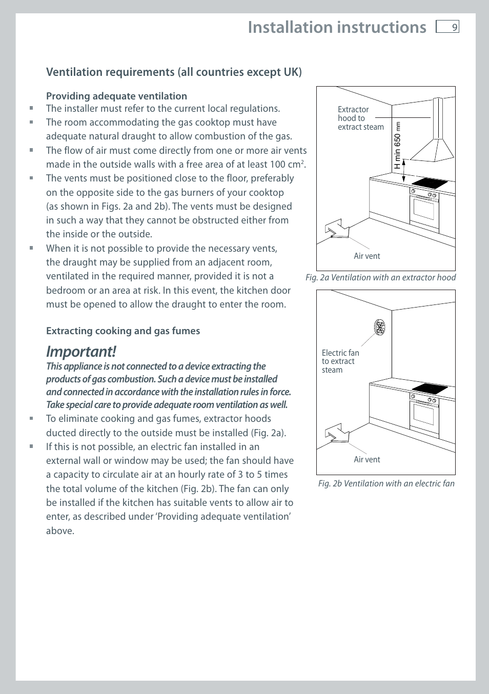 Installation instructions, Important | Fisher & Paykel CG755 User Manual | Page 11 / 36