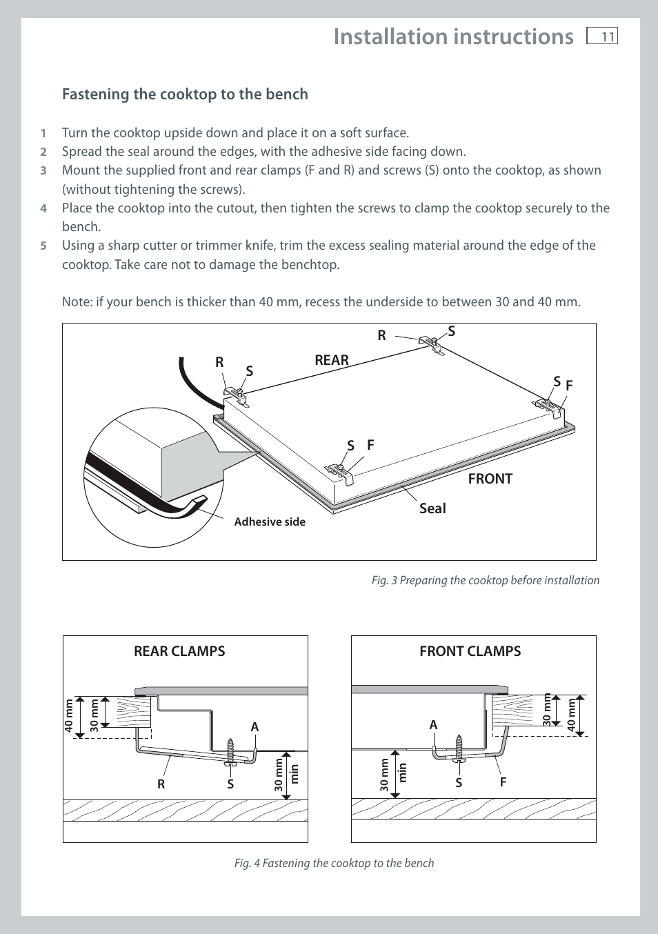 Installation instructions | Fisher & Paykel CG755 User Manual | Page 13 / 36