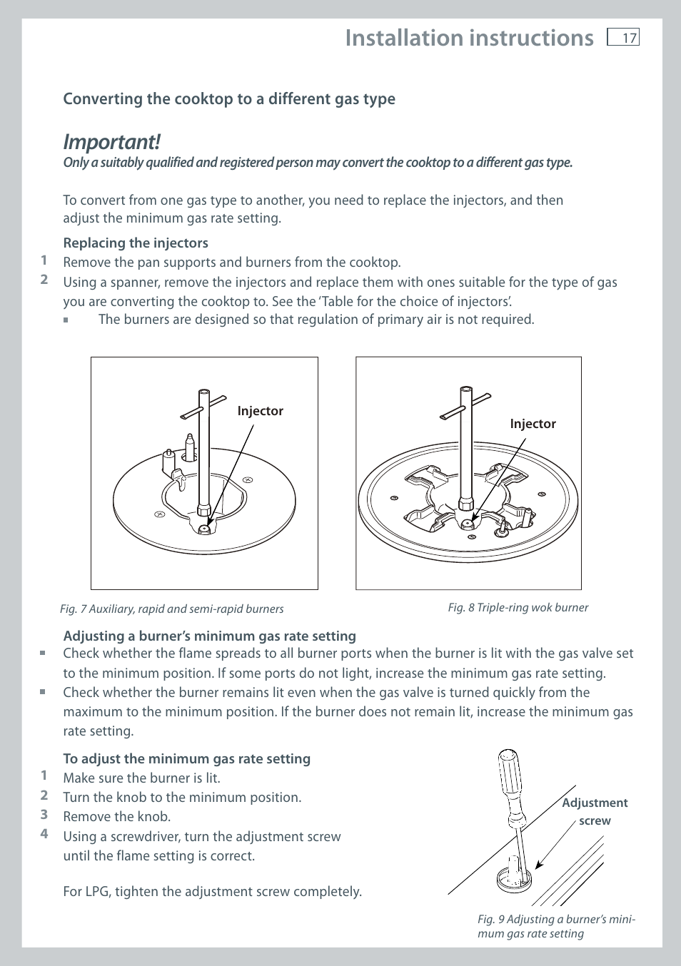 Installation instructions, Important | Fisher & Paykel CG755 User Manual | Page 19 / 36