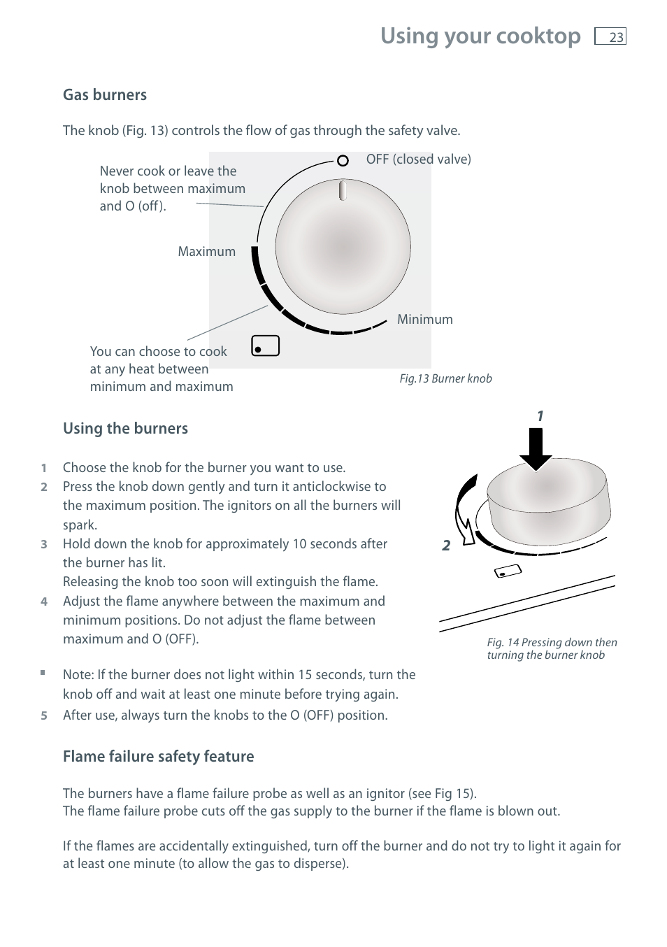 Using your cooktop | Fisher & Paykel CG755 User Manual | Page 25 / 36