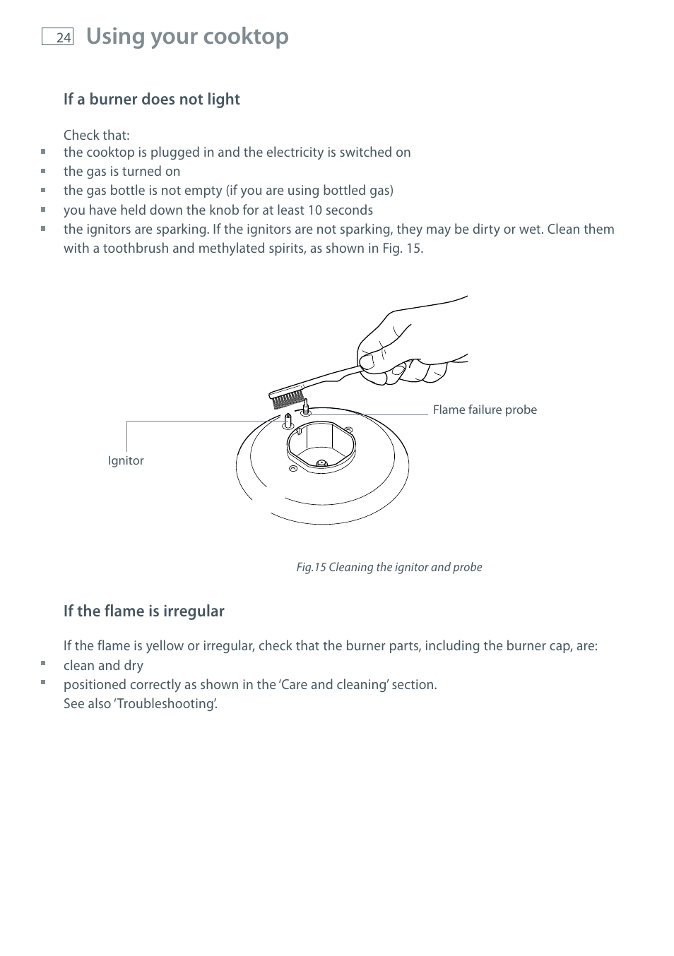 Using your cooktop | Fisher & Paykel CG755 User Manual | Page 26 / 36