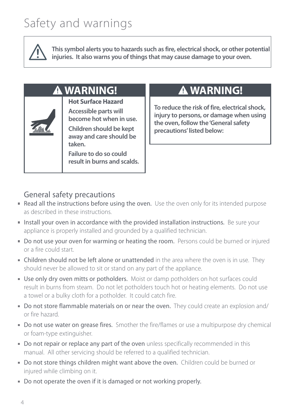 Safety and warnings, Warning | Fisher & Paykel Aerotech OD302 User Manual | Page 6 / 48