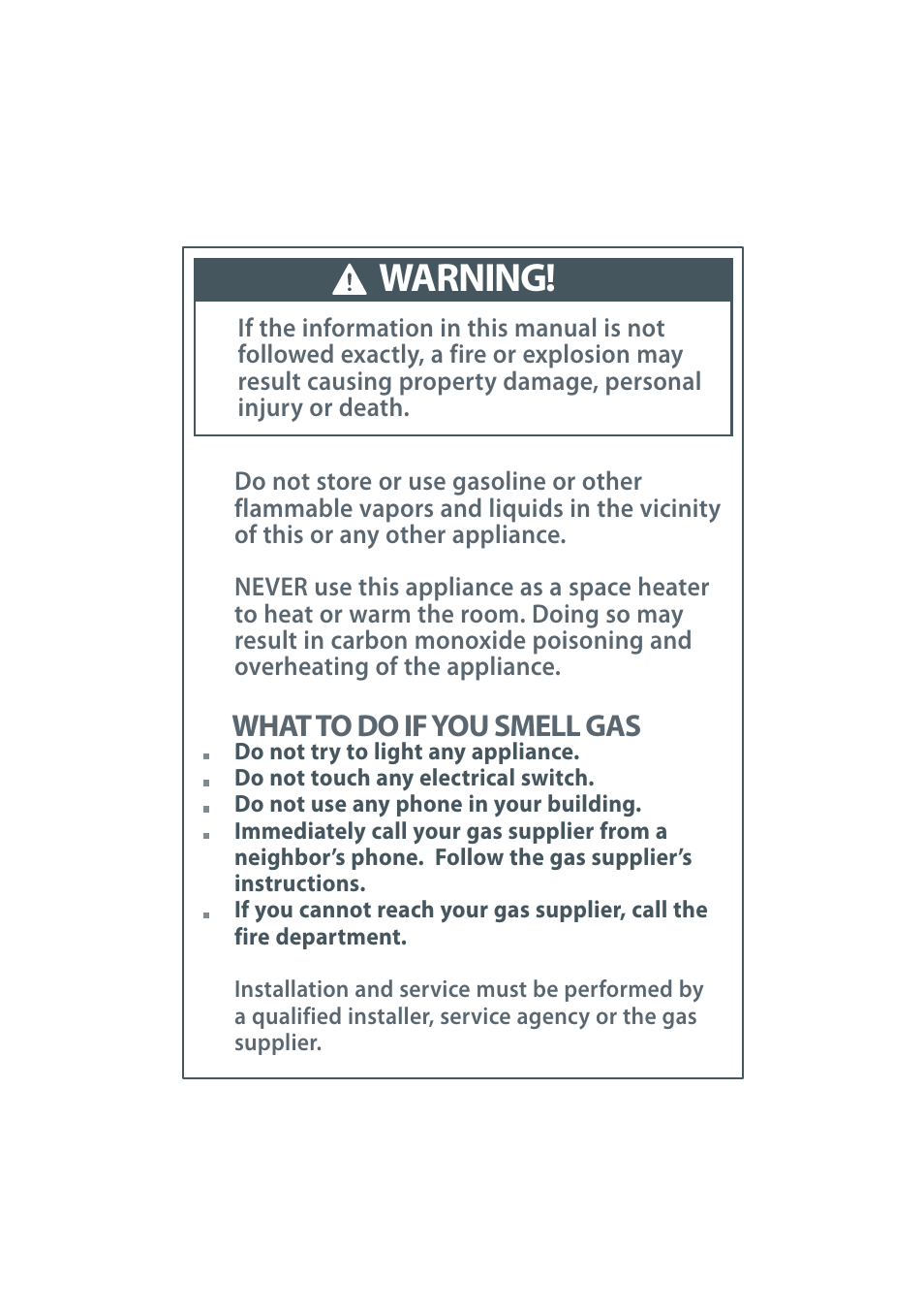 Warning, What to do if you smell gas | Fisher & Paykel CG122 User Manual | Page 2 / 96