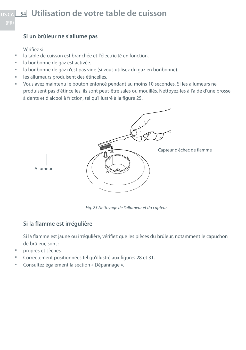 Utilisation de votre table de cuisson | Fisher & Paykel CG122 User Manual | Page 56 / 96