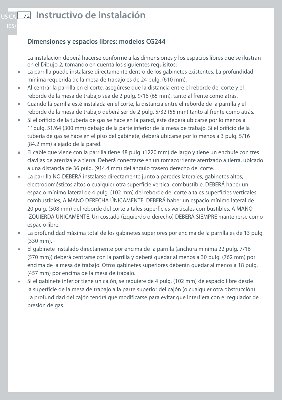 Instructivo de instalación | Fisher & Paykel CG122 User Manual | Page 74 / 96