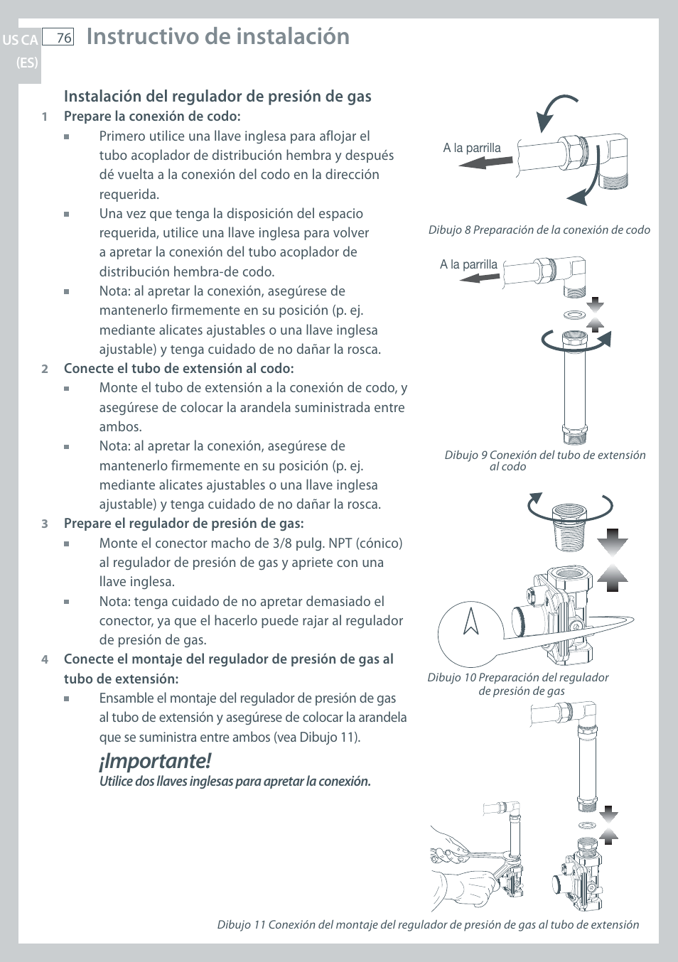 Instructivo de instalación, Importante | Fisher & Paykel CG122 User Manual | Page 78 / 96