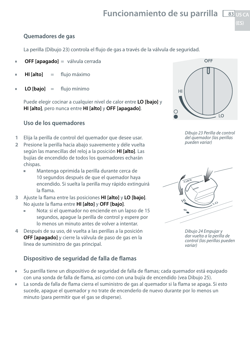 Funcionamiento de su parrilla | Fisher & Paykel CG122 User Manual | Page 85 / 96