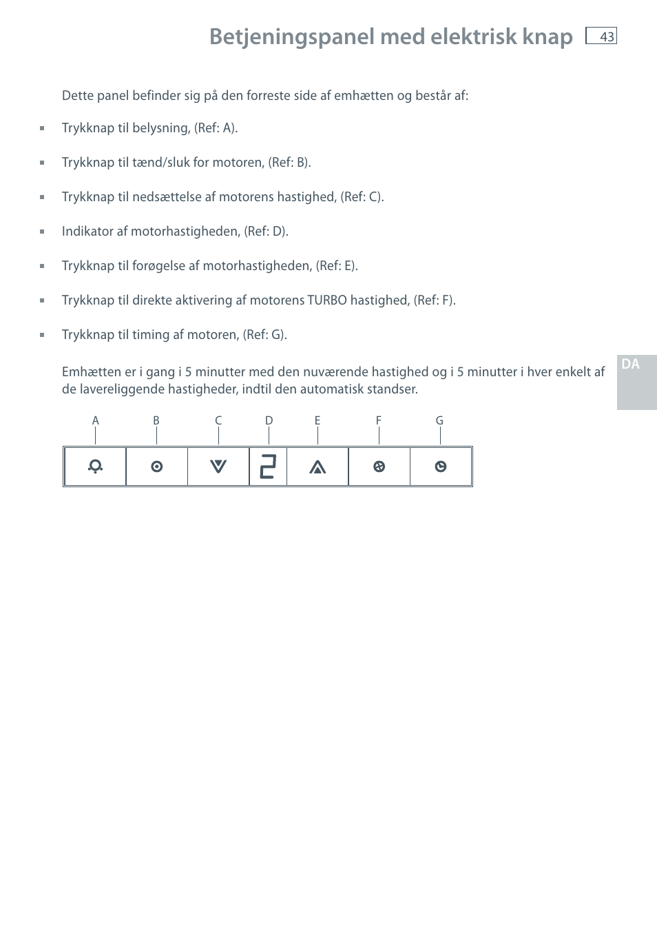 Betjeningspanel med elektrisk knap | Fisher & Paykel HC60CGX1 User Manual | Page 45 / 80