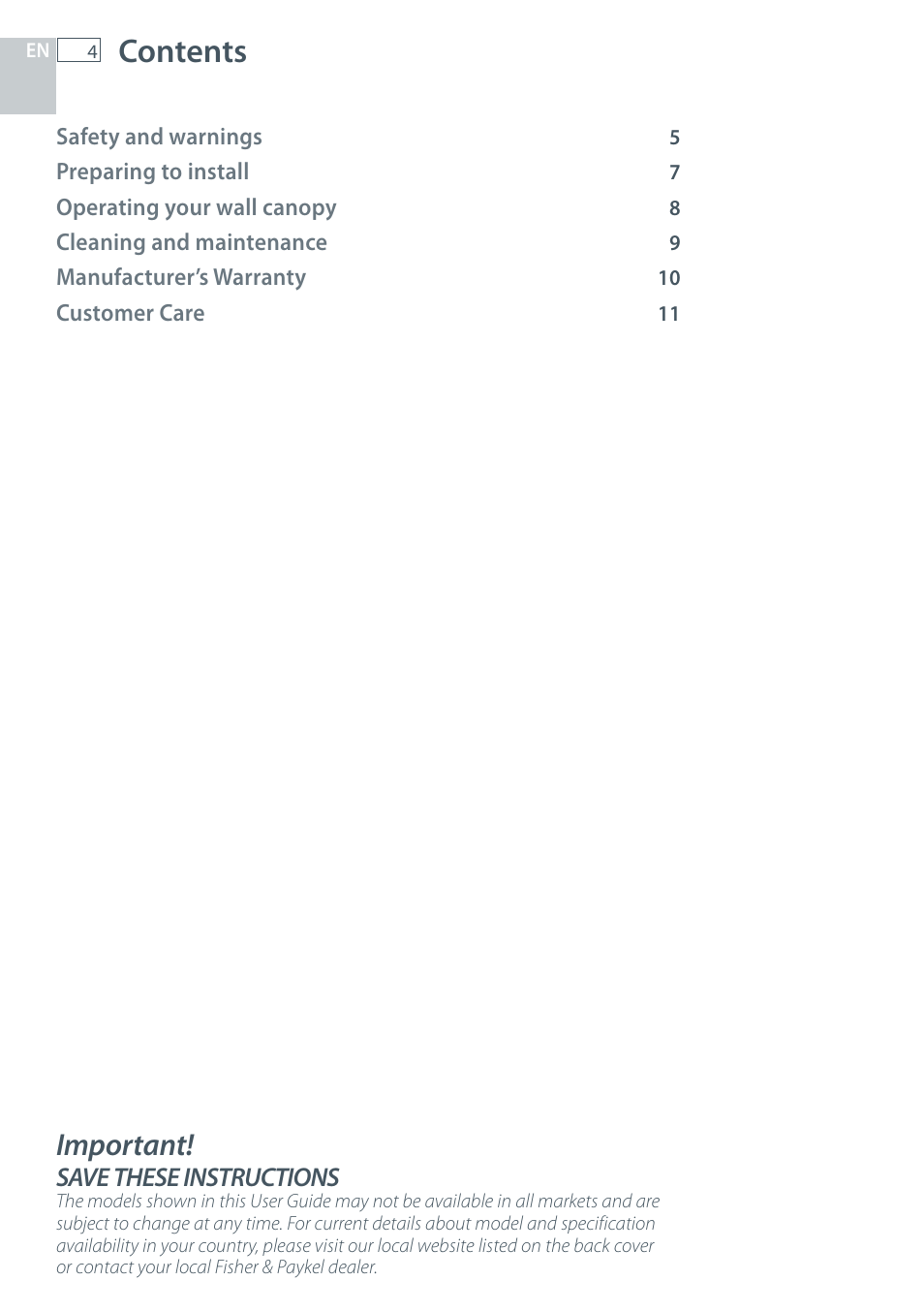 Fisher & Paykel HC60CGX1 User Manual | Page 6 / 80