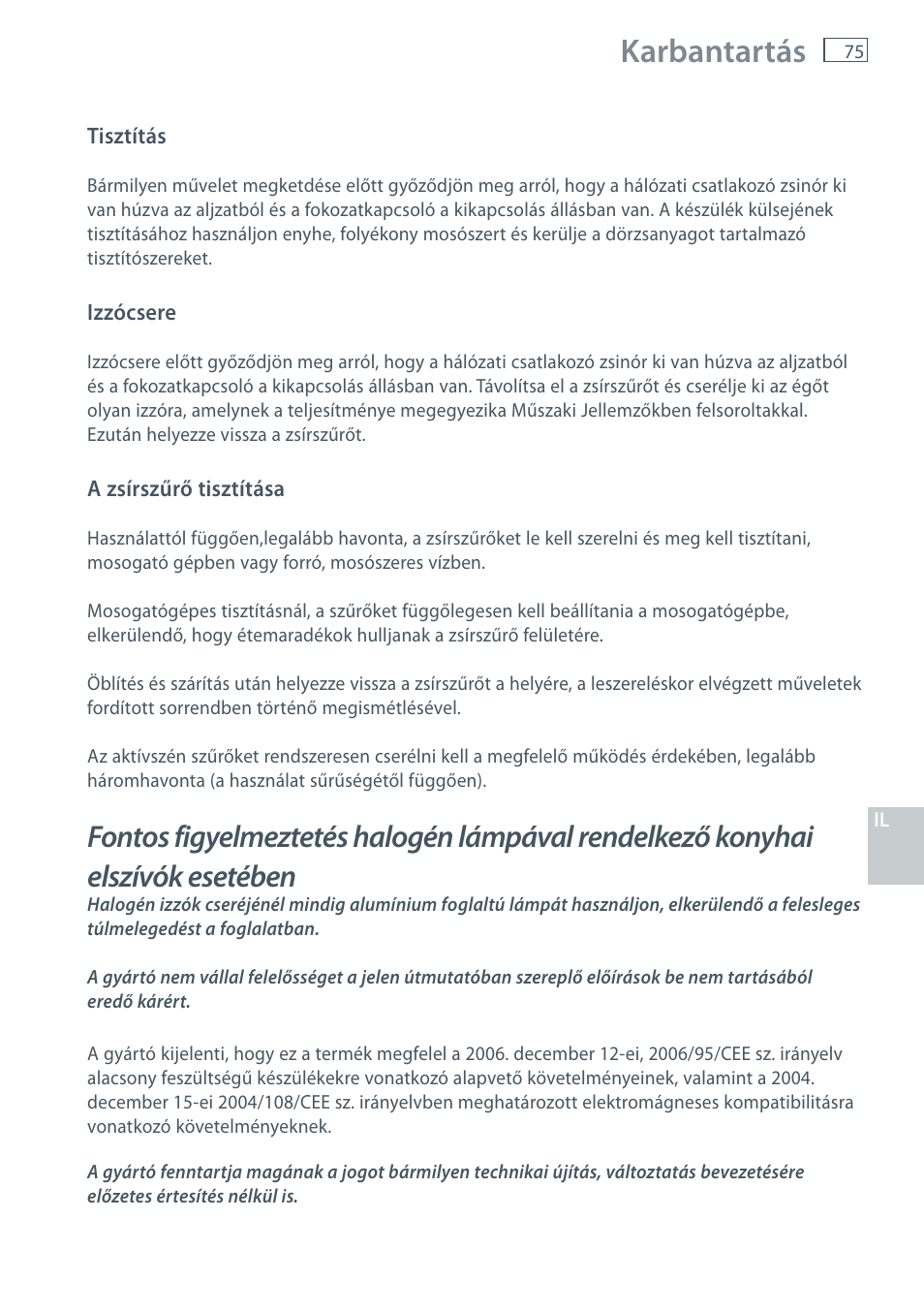 Karbantartás | Fisher & Paykel HC60CGX1 User Manual | Page 77 / 80