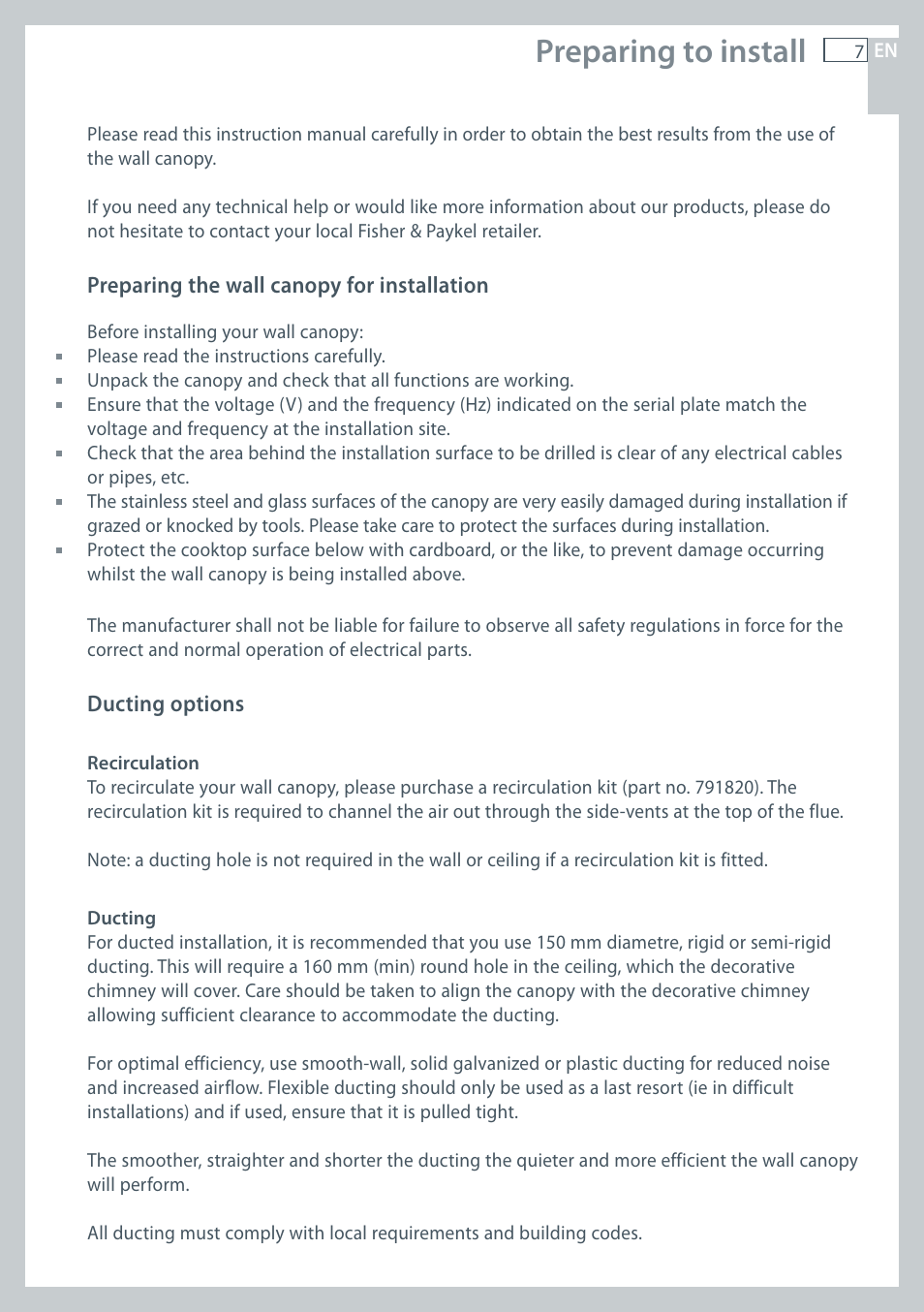 Preparing to install | Fisher & Paykel HC60CGX1 User Manual | Page 9 / 80