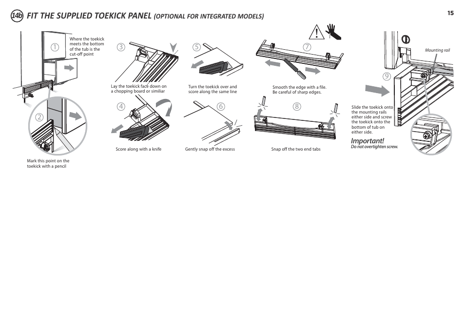 Fit the supplied toekick panel | Fisher & Paykel DD60D 7 User Manual | Page 15 / 21