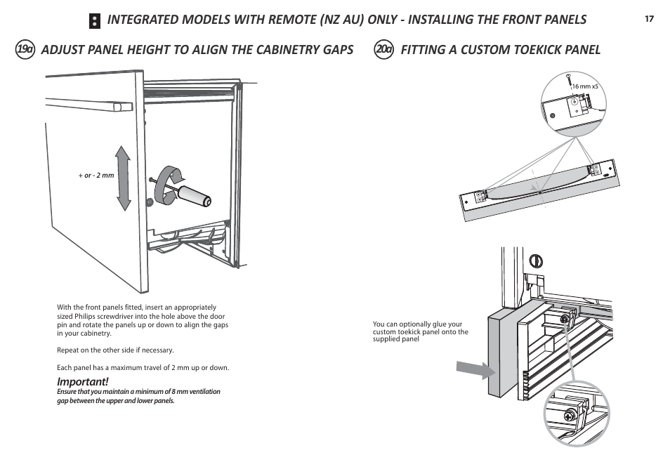 19a 20a, Important | Fisher & Paykel DD60D 7 User Manual | Page 17 / 21