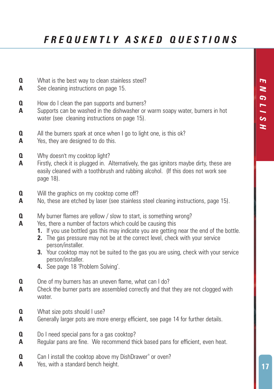 English | Fisher & Paykel GC901M User Manual | Page 19 / 24