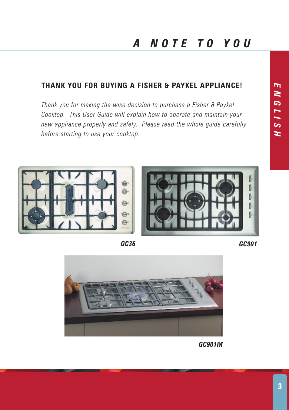 English | Fisher & Paykel GC901M User Manual | Page 5 / 24