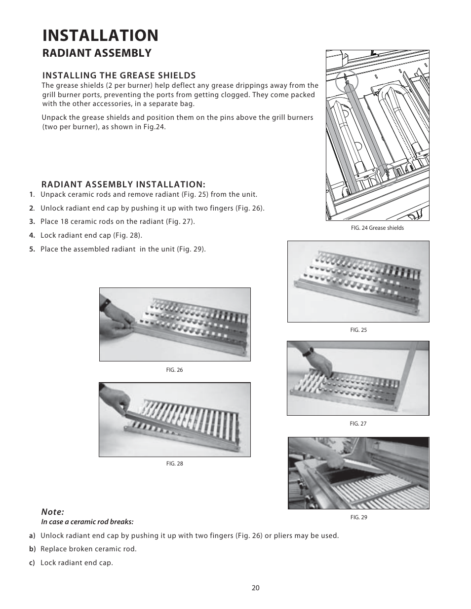 Installation, Radiant assembly | Fisher & Paykel BGB48 User Manual | Page 22 / 48