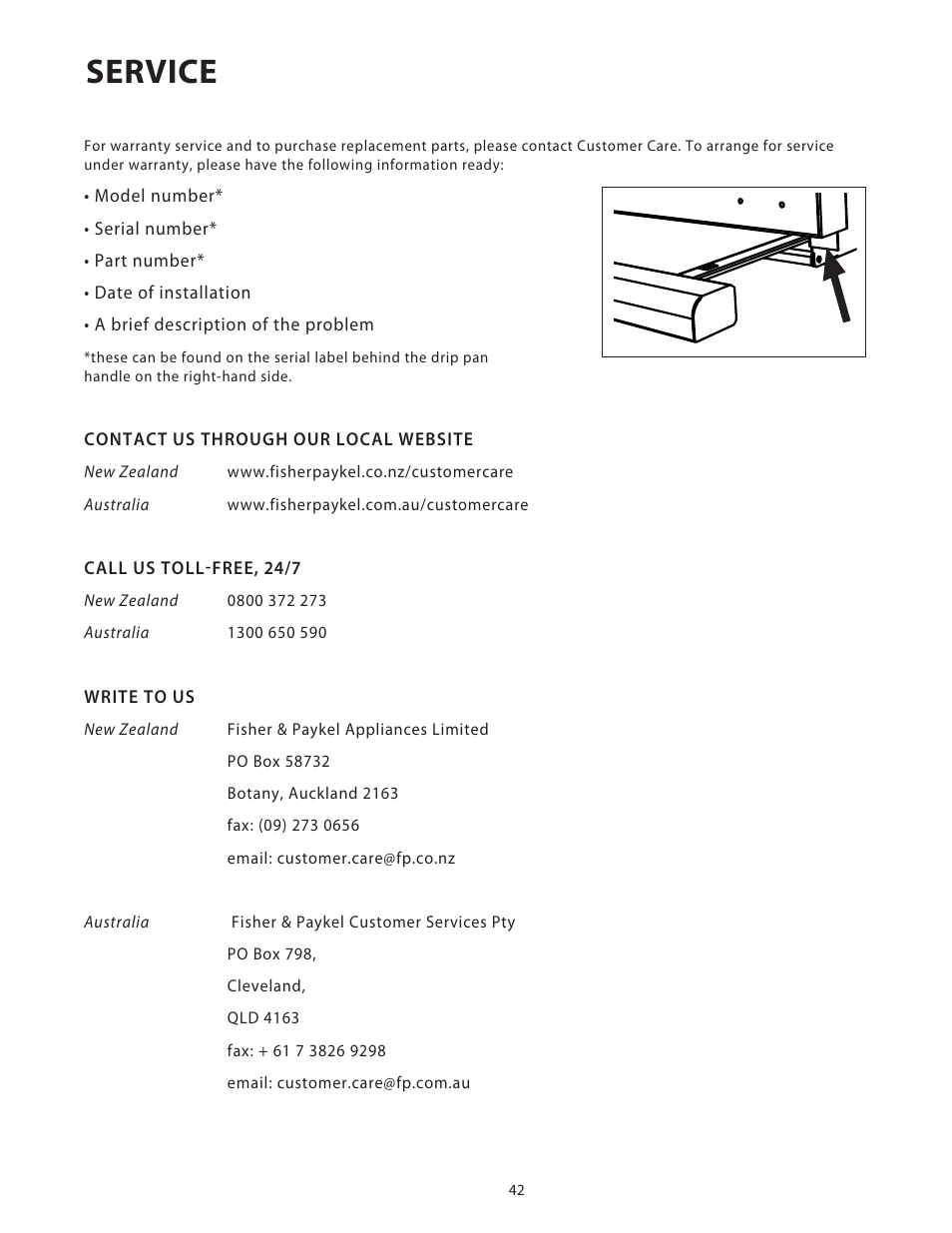 Service | Fisher & Paykel BGB48 User Manual | Page 44 / 48