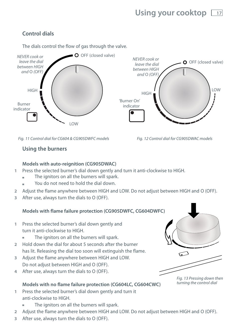 Using your cooktop | Fisher & Paykel CG905 User Manual | Page 19 / 36