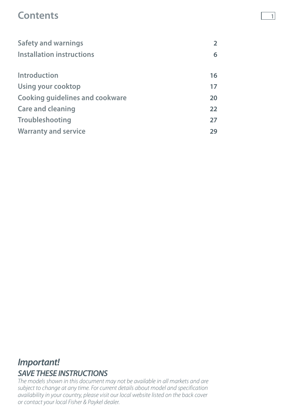 Fisher & Paykel CG905 User Manual | Page 3 / 36