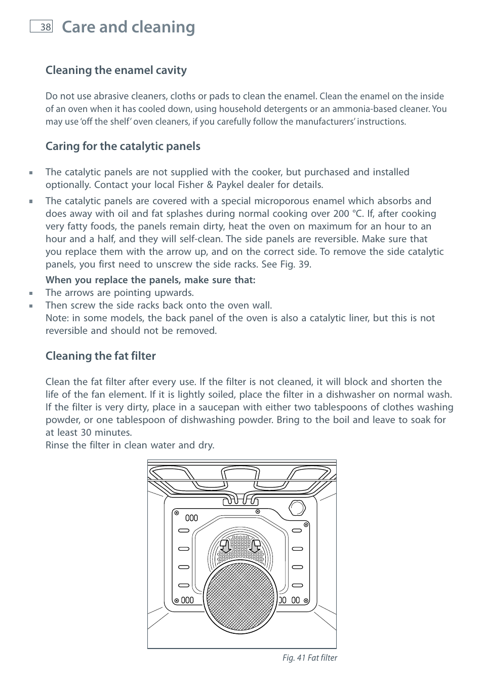 Care and cleaning | Fisher & Paykel OR120 User Manual | Page 40 / 52