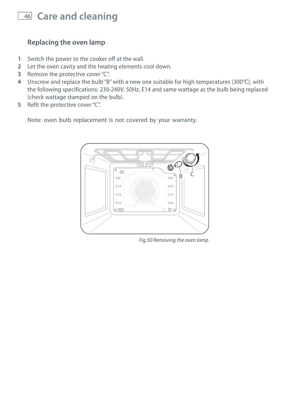 Care and cleaning | Fisher & Paykel OR120 User Manual | Page 48 / 52